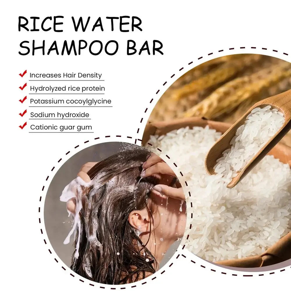 Shampoing au riz biologique, barre de savon, savon revitalisant sans huile, protéines d'eau de riz, nourrissant, Anti-perte, pour la croissance des cheveux