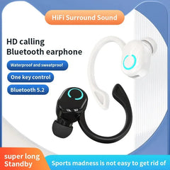 Écouteurs sans fil Bluetooth 5.2 avec micro, crochet d'oreille, écouteurs à suppression de bruit, casque de sport et de jeu, mini basse HIFI, téléphone de sauna professionnel
