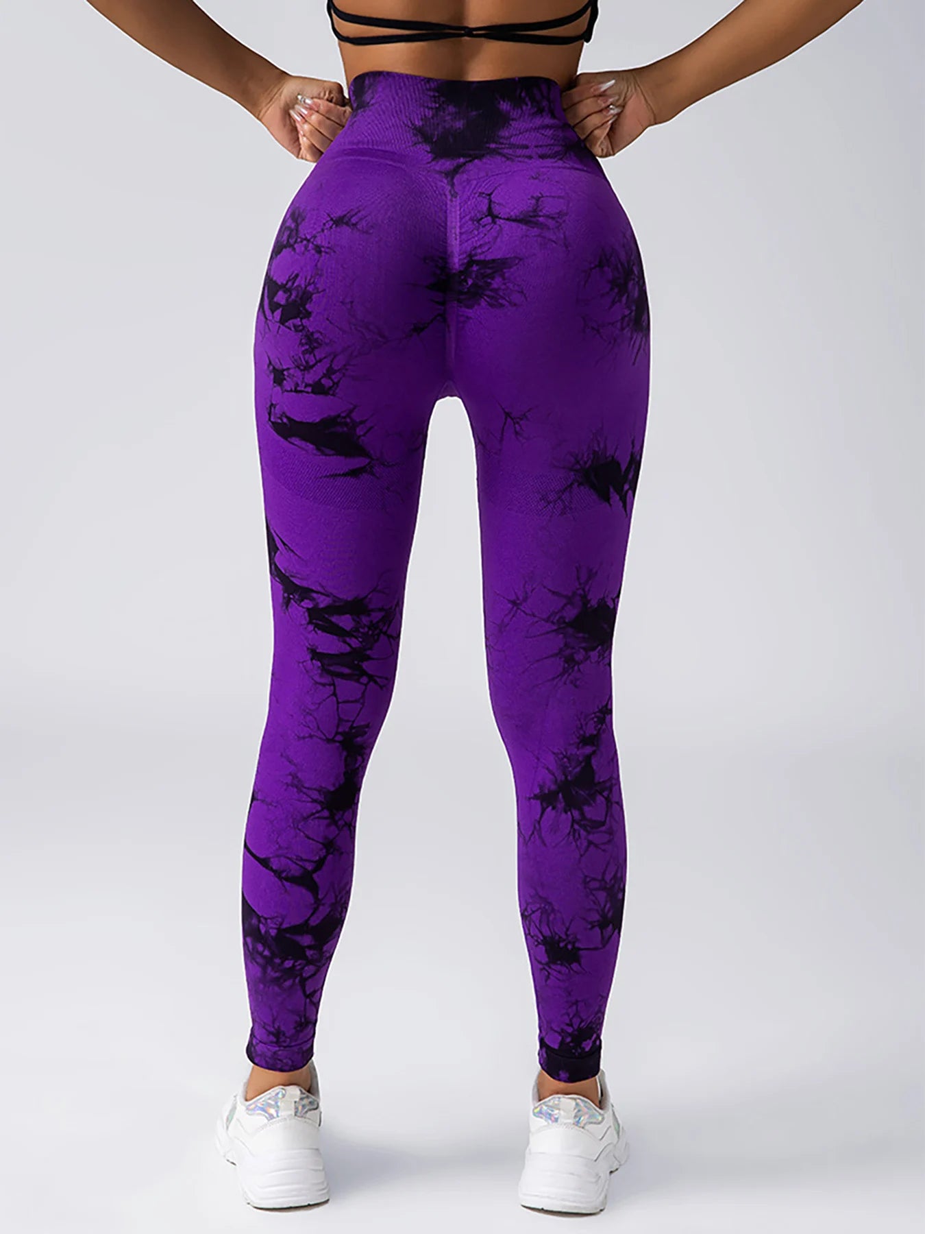Leggings sans couture Tie Dye pour femmes, pantalons de Yoga taille haute, froissés, collants élastiques de levage des fesses, Leggings de sport à large ceinture