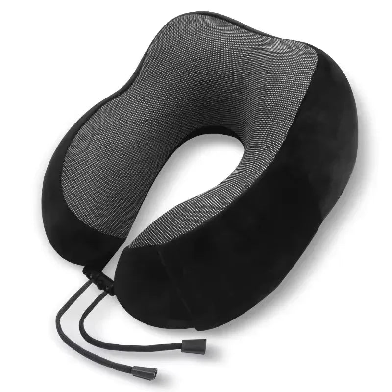 Oreiller cervical en forme de U en mousse à mémoire de forme – Compagnon de voyage doux avec fonction de massage, idéal pour l'avion, la voiture et le soutien cervical