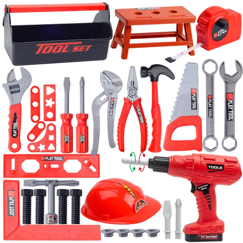 Kit de boîte à outils pour enfants, jouets éducatifs, outils de réparation de Simulation, perceuse, jeu en plastique, apprentissage, ingénierie, Puzzle, jouets cadeaux pour garçon