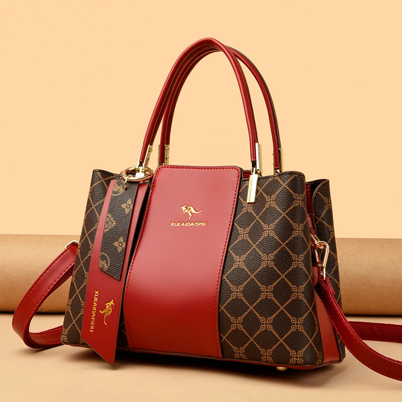 Sac à main de luxe imprimé grande capacité en cuir souple pour femmes, sac à bandoulière de loisirs de styliste pour dames