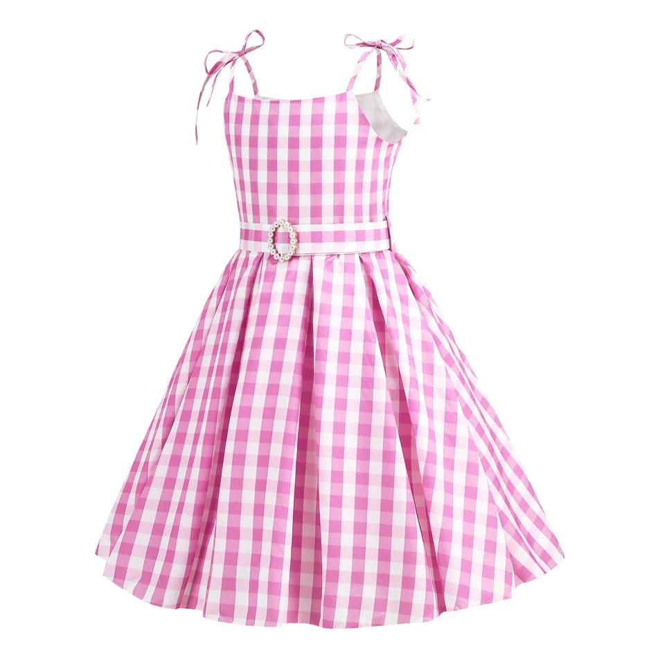 Robe de Costume à carreaux pour filles, pour anniversaire, Halloween, vêtements pour enfants, robes de fête, princesse Cosplay