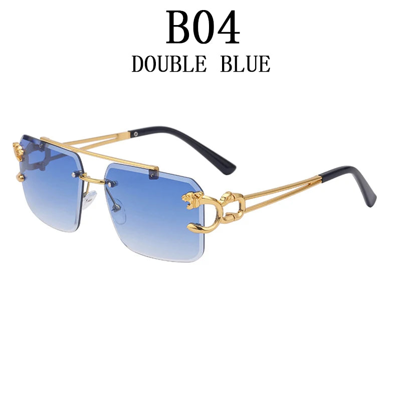 Frameless square wooden sunglasses for men and women, vintage, fashionable, luxury, retro, 2023