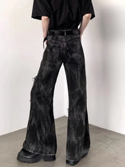Jean Délavé Noir pour Homme, Streetwear, Baggy, Empilé, Évasé, Vintage, Années 90, 2025