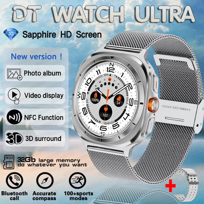 2025 nouvelle montre DT 7 montre Ultra intelligente hommes 32GB mémoire vidéo GPS NFC 47mm AMOLED Fitness sport Tracker santé montres intelligentes femmes