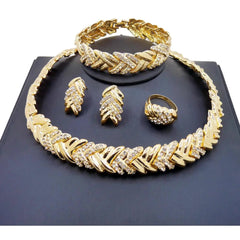 Ewelry pour femmes ensemble de bijoux en cristal de mode plaqué or 18 carats strass cristal clair collier boucles d'oreilles accessoires cadeaux pour Pr