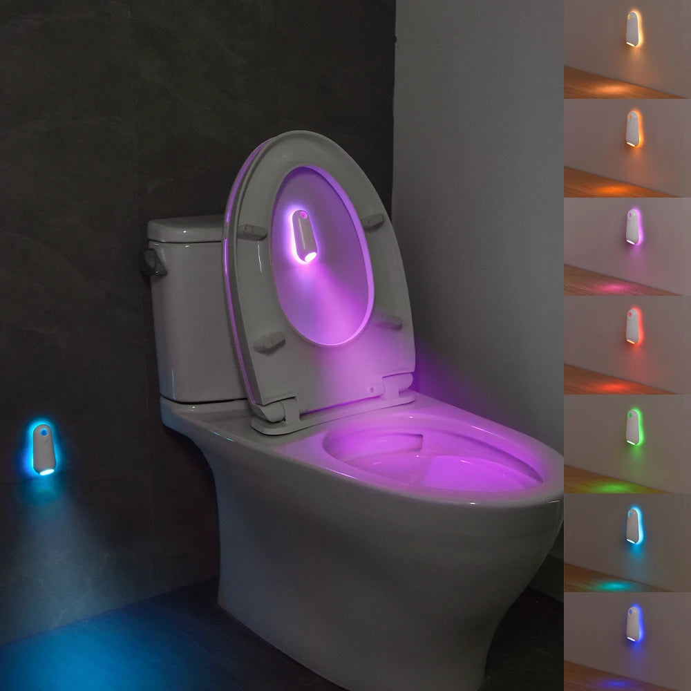 Capteur de mouvement intelligent veilleuse projecteur LED lumières de toilette USB Rechargeable lampe de pied colorée applique murale pour salle de bain couloir