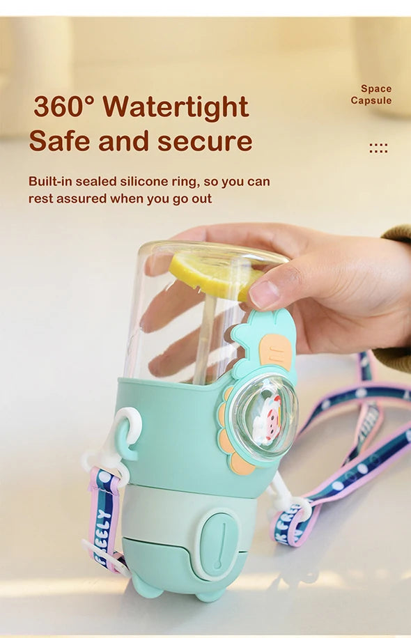 Tasse d'eau d'été Kawaii de 600ML pour enfants, tasse en paille antichute de grande valeur pour garçons et Cirls, bouilloire pour bébé aller à l'école