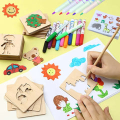 Jouets Montessori pour enfants, jouets de dessin, modèle de peinture en bois, pochoirs, jouets éducatifs d'apprentissage pour enfants, cadeau de noël
