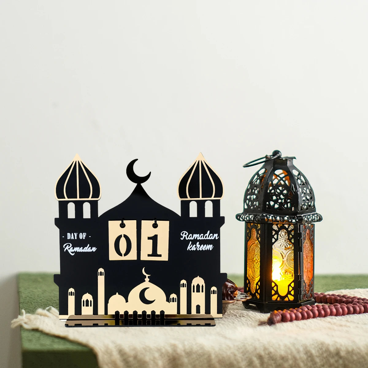 Calendrier de compte à rebours en acrylique pour Ramadan, ornements, cadeaux Eid Mubarak, décor pour la maison, fournitures de fête musulmane islamique 2025 Kareem