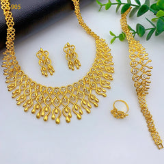 Grand collier et boucles d'oreilles éthiopiens de luxe, ensembles de bijoux pour femmes, dubaï, mariée indienne, couleur or 24 carats, cadeaux de fête de mariage