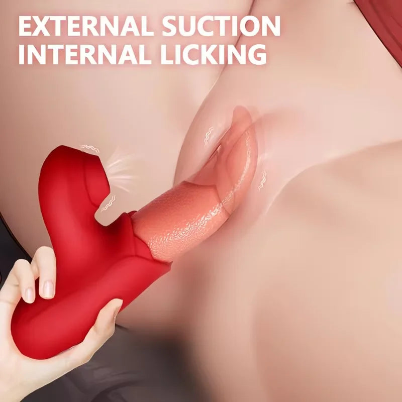 Vibromasseur Rose à succion avec léchage de langue pour femmes, Stimulation clitoridienne, stimulateur de mamelons, produits pour adultes, jouets sexuels