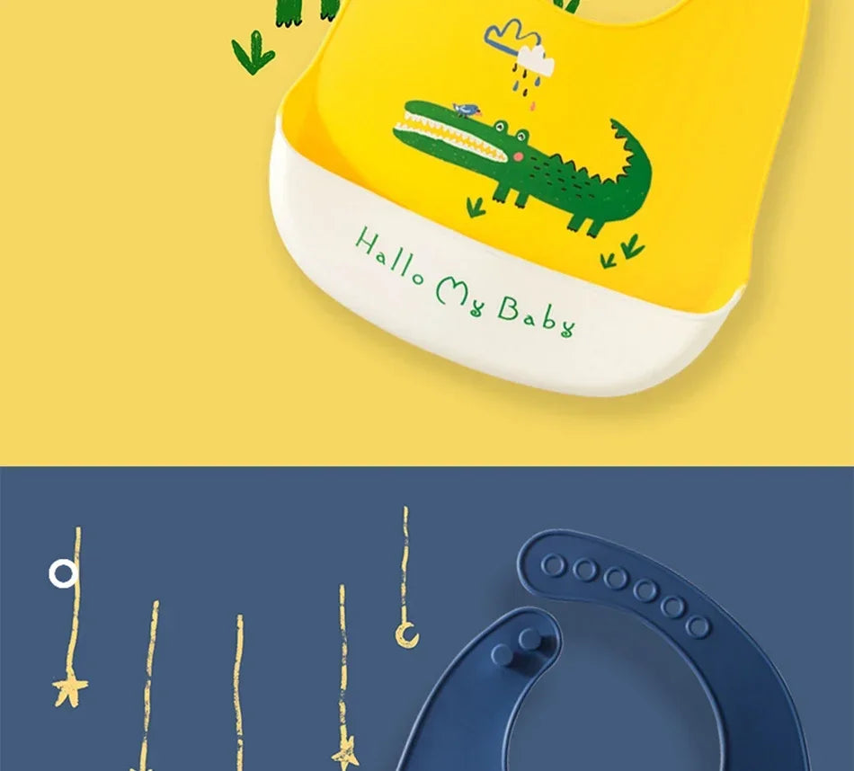 Bavoirs en Silicone souple pour bébés garçons et filles, bavoir imperméable pour nourrissons, tabliers de dessin animé pour nouveau-nés, bavoirs pour tout-petits, tissus pour rots, Bandana