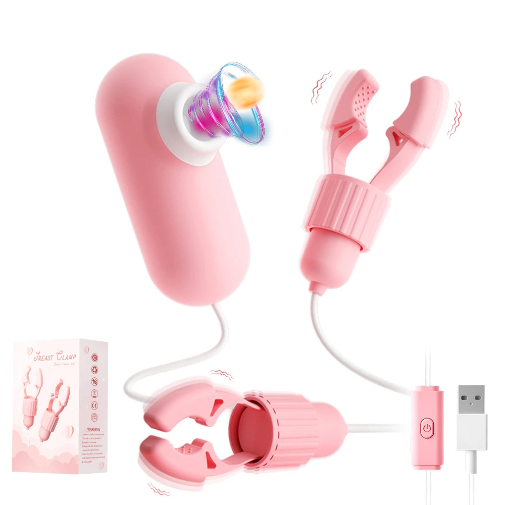 Jouets sexuels pour femmes, Massage du sein, 12 fréquences, pinces à tétons, pince clitoridienne, vibrateur de mamelon, Stimulation clitoridienne