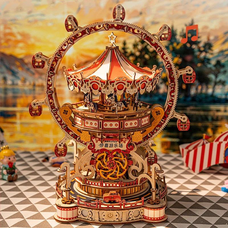 Nouveau bricolage 3D Puzzle en bois aire de jeux modèle Miniature Kits assemblage Puzzles peuvent tourner pour les amis cadeaux d'anniversaire