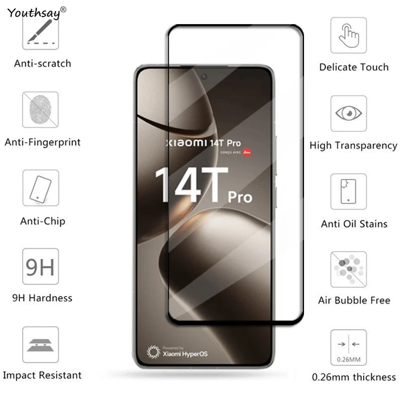 4-pack tempered glass screen protector for Xiaomi 14T Pro, HD screen protector for Xiaomi 14T, protective phone film for Xiaomi 14T