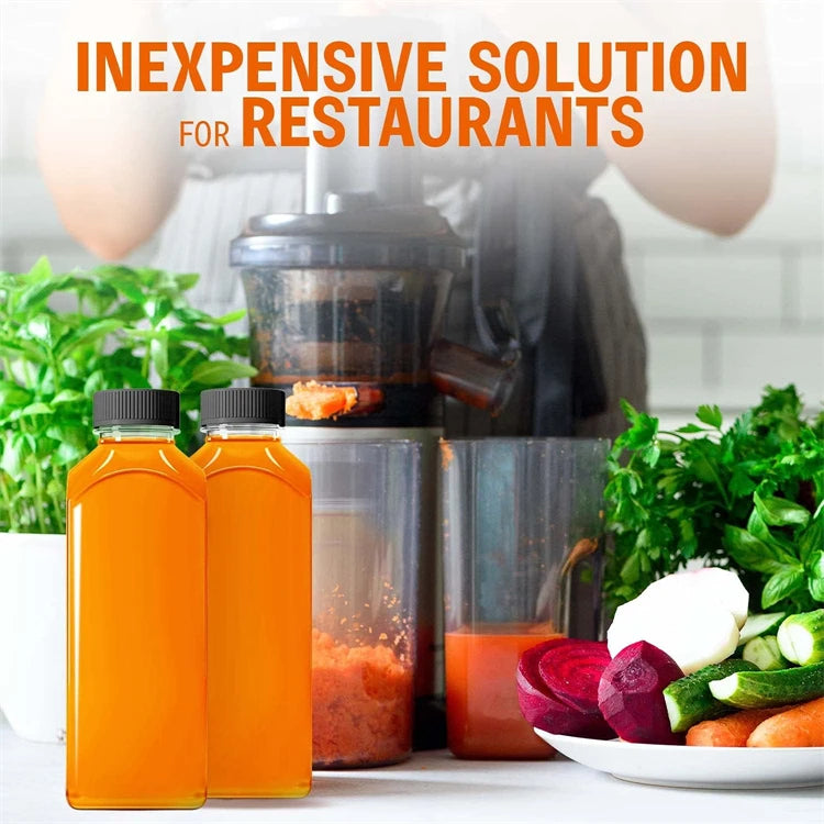 Bouteilles de jus de 500ML avec bouchons, bouteilles vides transparentes réutilisables avec entonnoir à brosse et étiquettes pour smoothies et autres boissons YY177