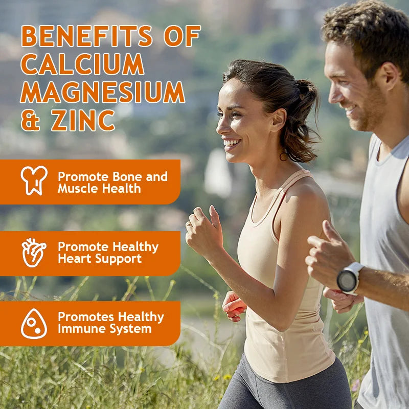 Supplément Calcium Magnésium Zinc D3 - Calcium 1000mg - Magnésium 400mg - Zinc 25mg Plus Vitamine D3 |   Non OGM |   Sans gluten