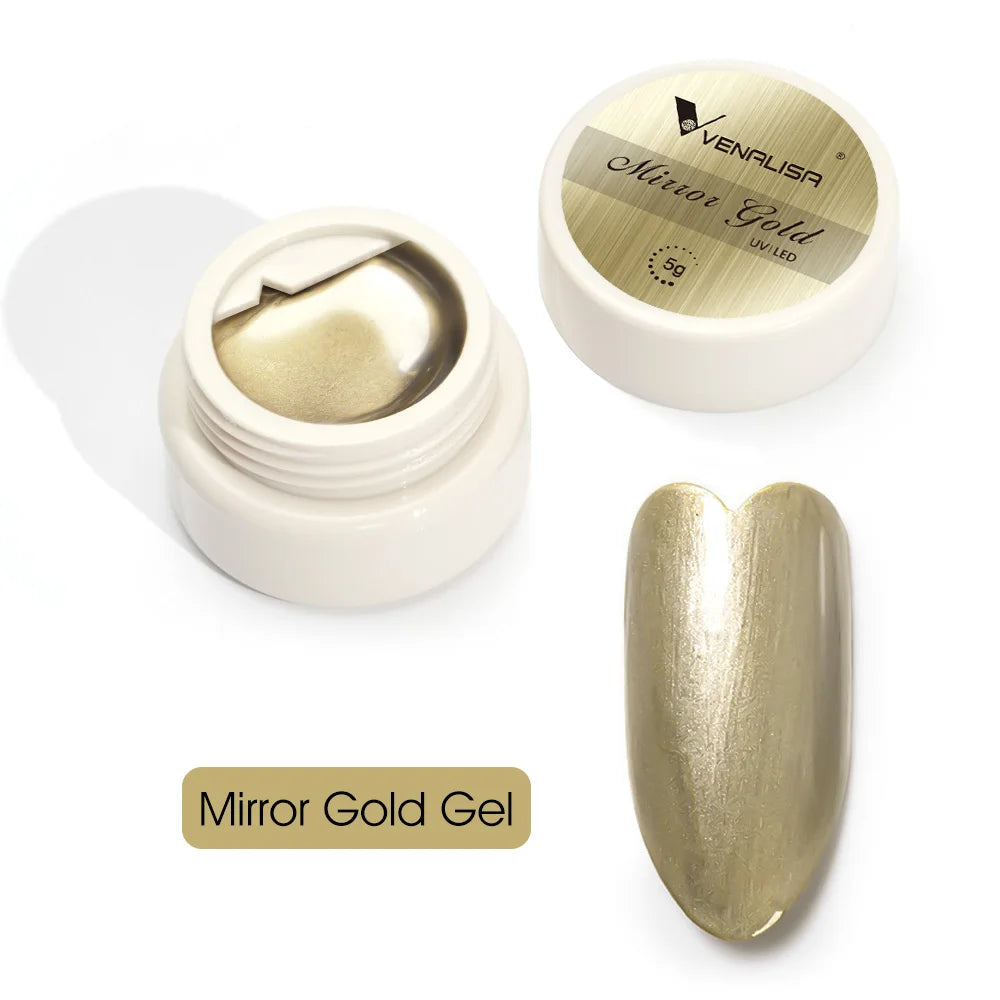 Venalisa 5ml nouveau Gel métallique UV argent or effet miroir renforcer garder les ongles C Arc UV Gel de Construction 5D Gel de modélisation