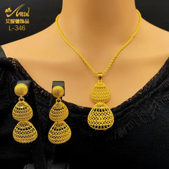 Ensembles de bijoux éthiopiens pour femmes, pendentif gouttelette, colliers de la présidence, boucles d'oreilles, ensemble de deux pièces, document en or 24 carats, cadeaux de fête de mariage érythréen