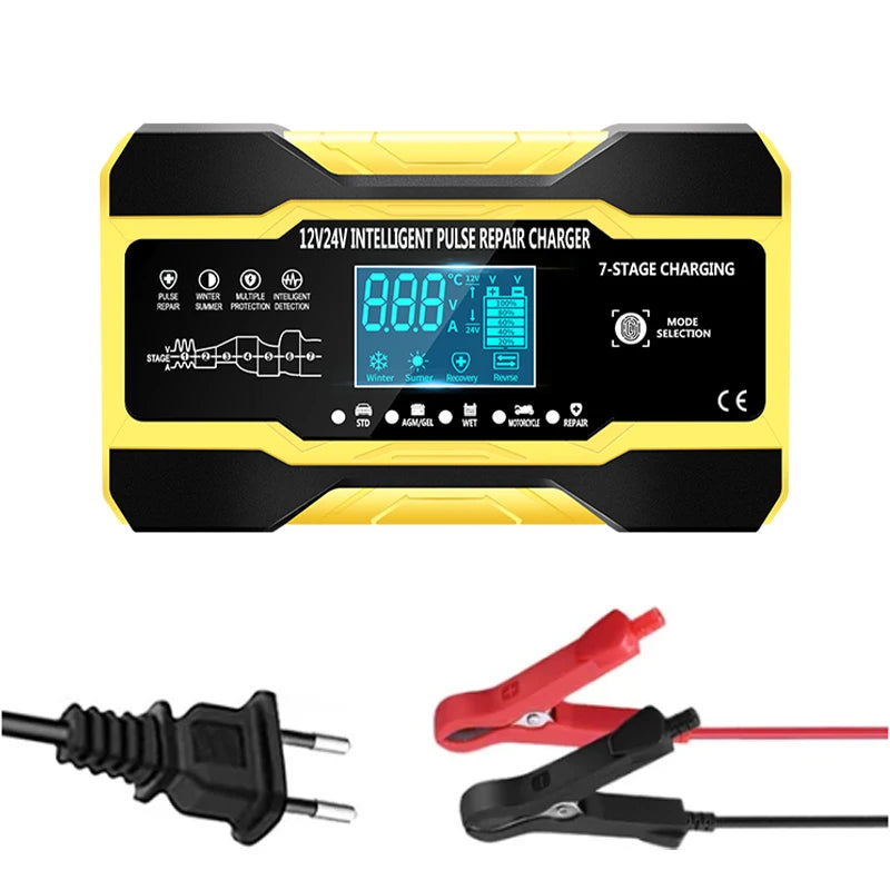 5A Car Battery Charger, 12V/24V Smart Battery Charger, Automatic Maintenance with Temperature Compensation for Truck Mower