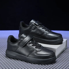 Chaussures noires pour enfants, baskets de sport en cuir pour garçons de 6 à 12 ans, décontractées, de Tennis, nouvelle collection 2024
