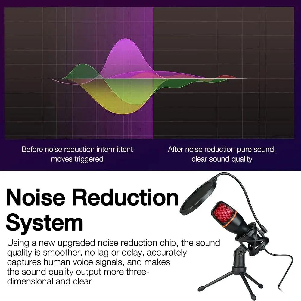 Microphone filaire à condensateur USB/RGB, 3.5mm, pour PC, ordinateur portable, jeu, Podcast, Studio, professionnel, Anti-blocage, pour bureau