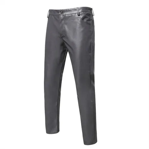 Pantalon en cuir PU pour hommes, Slim, à la mode, rouge, bleu, noir, gris, blanc, nouvelle collection 2024
