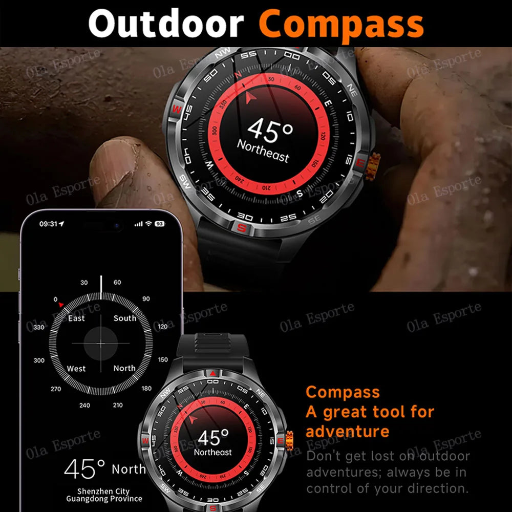 Montre intelligente 2025 boussole étanche surveillance de la santé et du sommeil grande capacité de batterie plus de 100 Modes de Sport hommes femmes Smartwatch en plein air