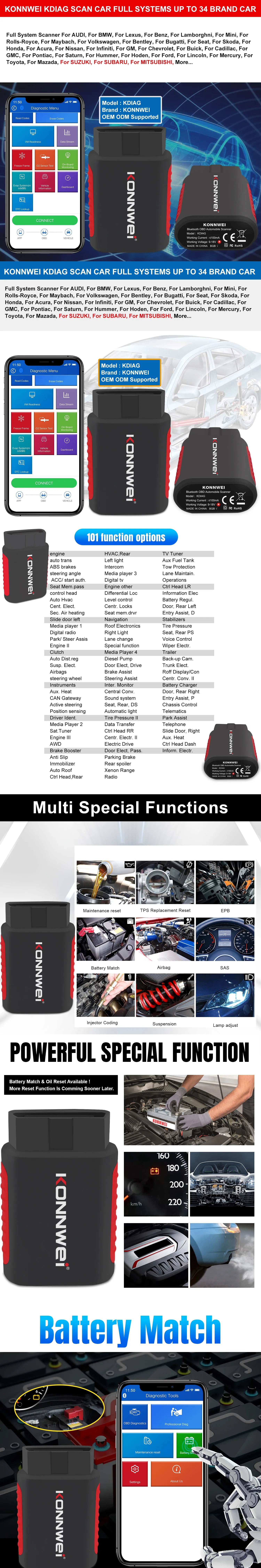 2026 KONNWEI KDIAG système complet Scanner automatique réinitialiser SAS EPB Service ECU programmeur OBD OBD2 outil de Diagnostic de voiture pk Thinkdiag MINI