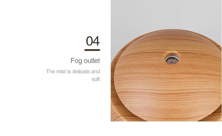 Humidificateur d'air ultrasonique USB, diffuseur d'arôme, Grain de bois, veilleuse LED, diffuseur d'huile essentielle électrique, aromathérapie pour la maison, 130ML
