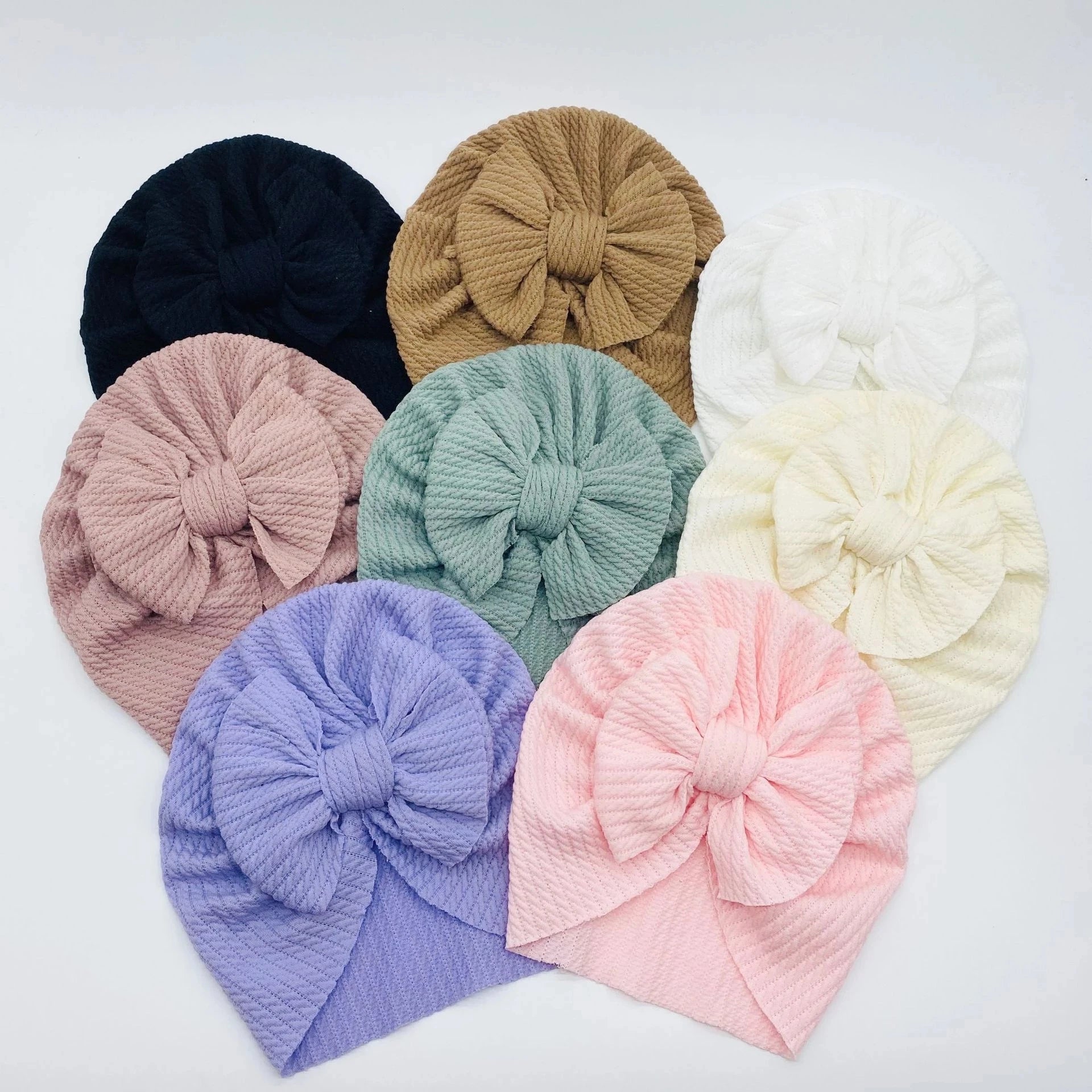 Chapeaux noués pour bébé fille, Bonnet avec nœud, Turban pour bébé, accessoires de tête pour nouveau-né, chapeau d'hiver, Bonnet chaud pour mère et enfant