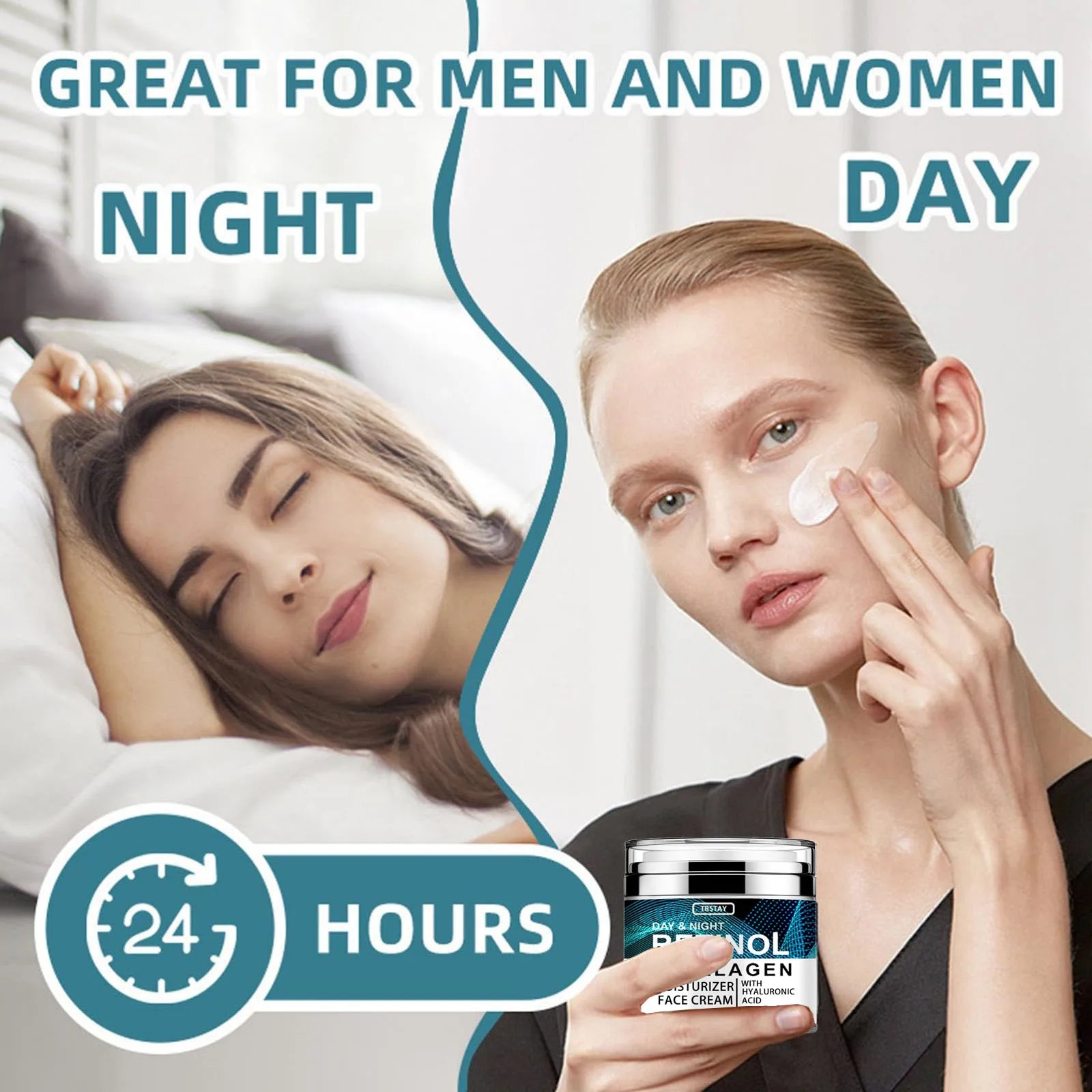 Crème à l'acide hyaluronique au collagène rétinol, crème pour le visage au rétinol et au collagène,