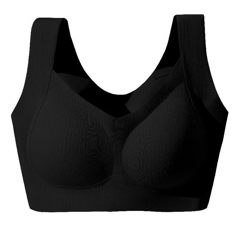 Confortable, une pièce, bonnet fixe sans trace, sous-vêtements pour femmes, beau gilet de sport au dos, soutien-gorge de sommeil de grande taille mince