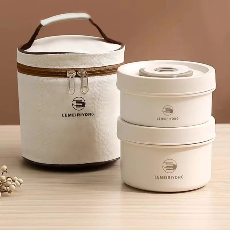 Boîte à déjeuner Portable, ensemble de conteneurs à déjeuner isolés, conteneur à déjeuner empilable Bento en acier inoxydable