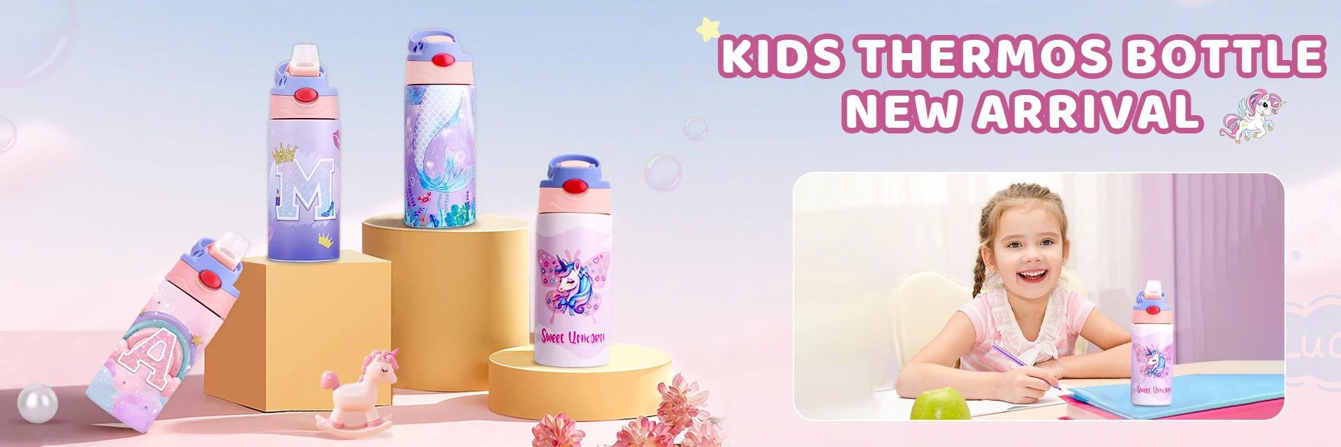 400ML enfants bouteille d'eau dessin animé Animal tasse pour enfants avec paille en acier inoxydable flaques sous vide bouteille Thermos tasse thermique tasses