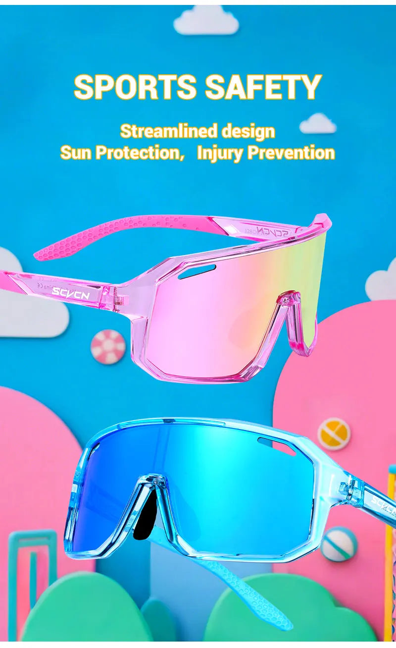 SCVCN mode enfants lunettes de soleil enfant sport lunettes garçon en plein air course patinage à roulettes lunettes de soleil fille vtt cyclisme lunettes