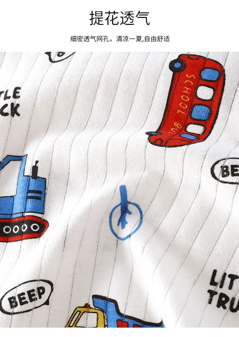 Ensemble de vêtements d'été en pur coton pour enfants, t-shirt à manches courtes avec Short, dessin animé mignon, pyjama décontracté pour bébés en bas âge