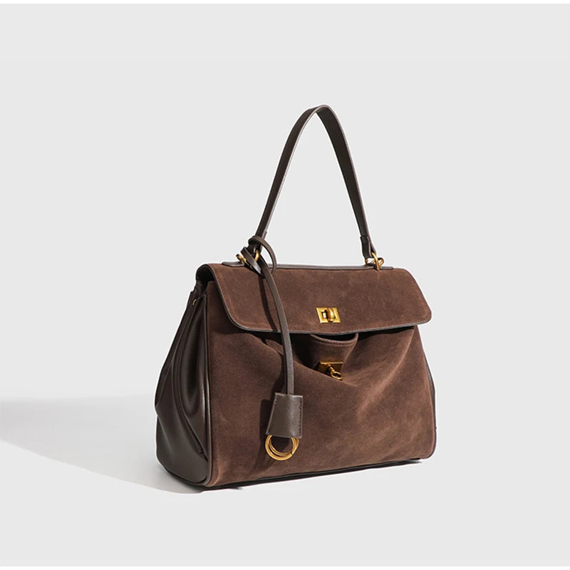 Sac à main de luxe pour femmes, café violet, marque avancée, Simple, fourre-tout en daim givré, sac à bandoulière de voyage pour banlieue