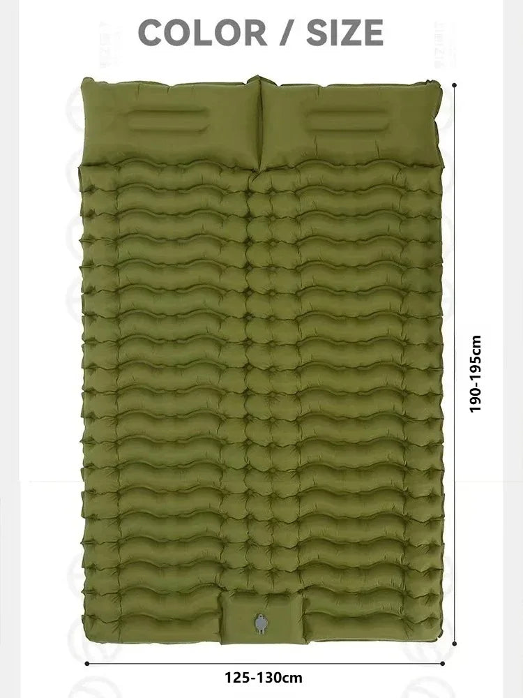 Lit de voyage pour 2 personnes en plein air, tapis d'air Double coussin de couchage pour Camping, tapis auto-gonflant, matelas de couchage avec oreiller pour la randonnée