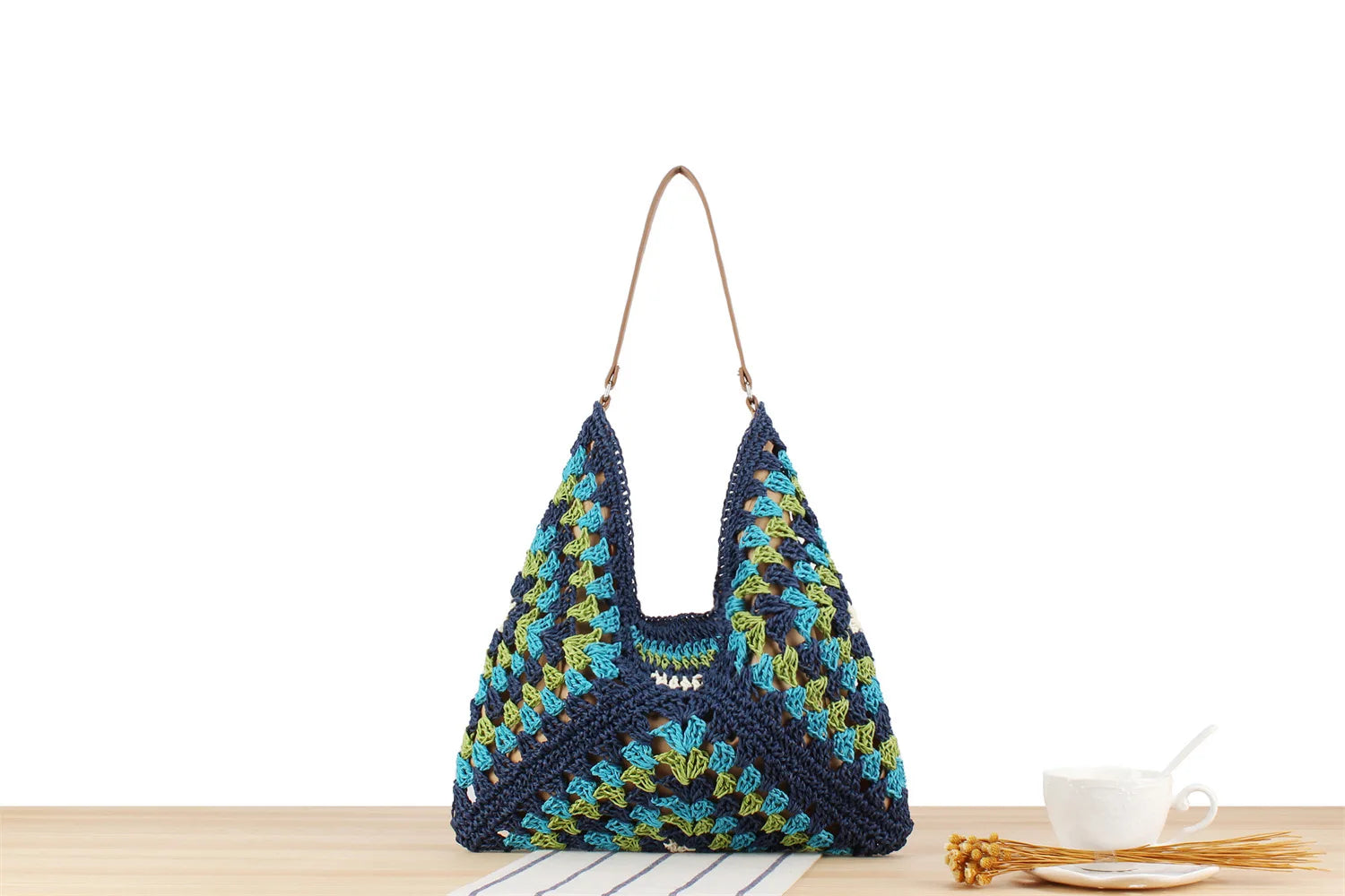 Sac à main d'été bohème tressé, fourre-tout décontracté, sac de plage en paille creuse, sac initié tissé, sac de voyage en raphia et rotin