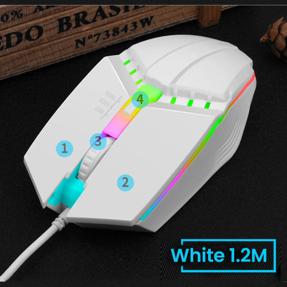 Elough souris filaire muet USB souris de jeu filaire pour ordinateur de bureau ordinateur portable bureau à domicile RGB LED lumineux rétro-éclairé souris jeu