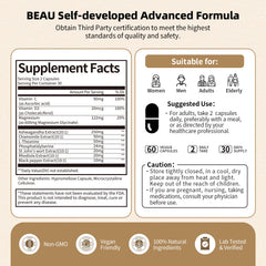 BBEEAAUU Agent de gestion des suppléments de Cortisol pour hommes et femmes Détox Niveaux de Cortisol bas et élevés, Relaxation et Support de nuit, Non OGM