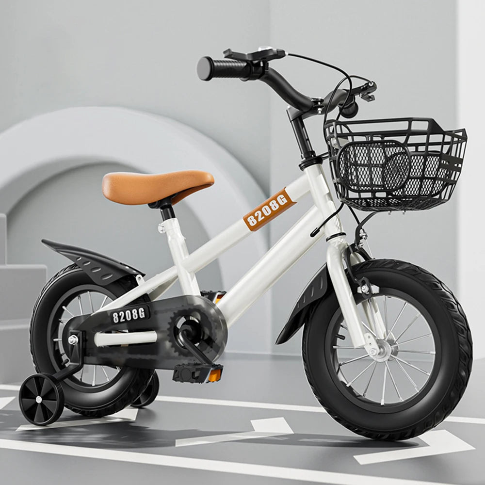 Children's bicycle for ages 3 to 7, bike with training wheels, with basket, 2024