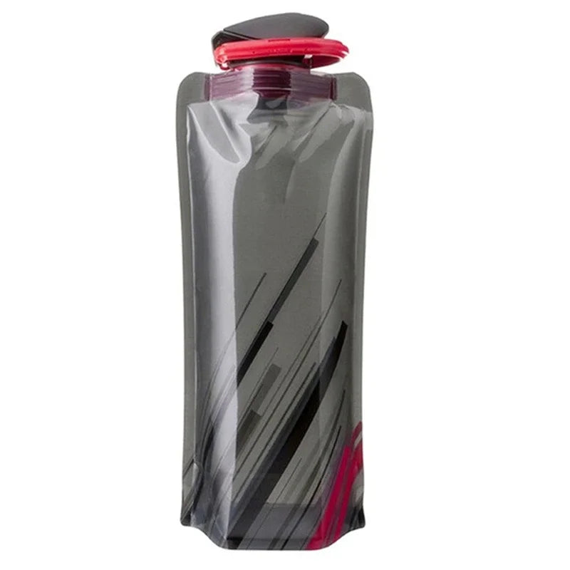 Bouteilles d'eau pliables, bouteille de voyage Flexible et réutilisable, pochette en plastique, flacon souple, sac d'eau avec mousqueton