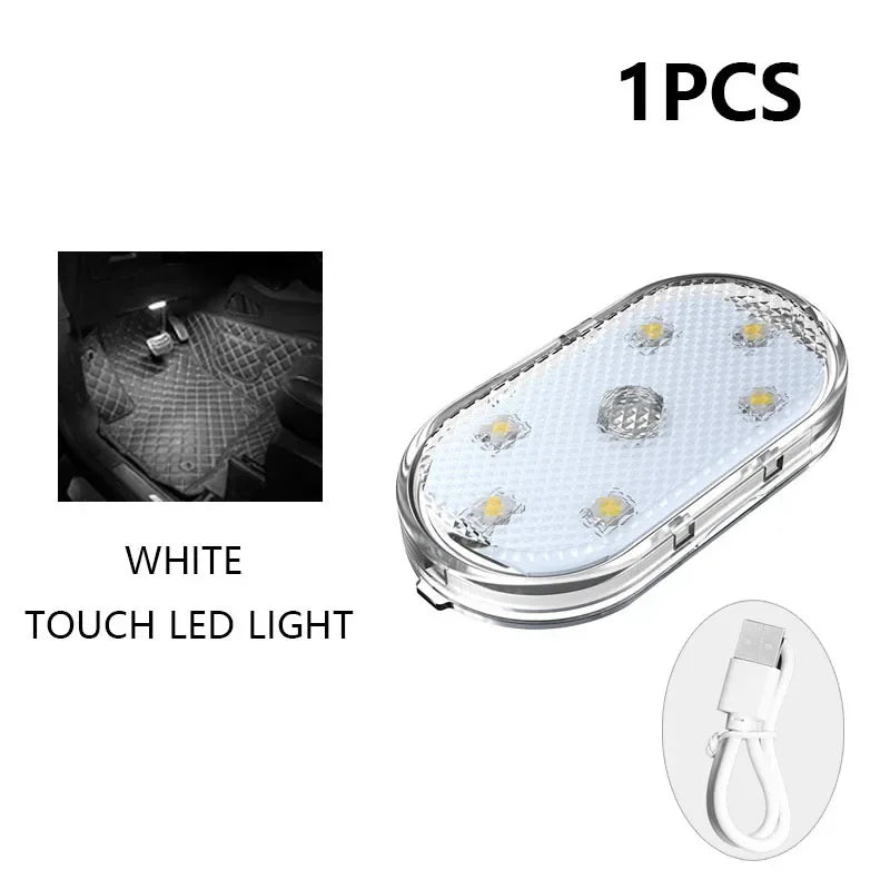Voiture LED lumières tactiles USB capteur Rechargeable lampe de lecture Auto porte lumière toit plafonnier voiture intérieur atmosphère lampe