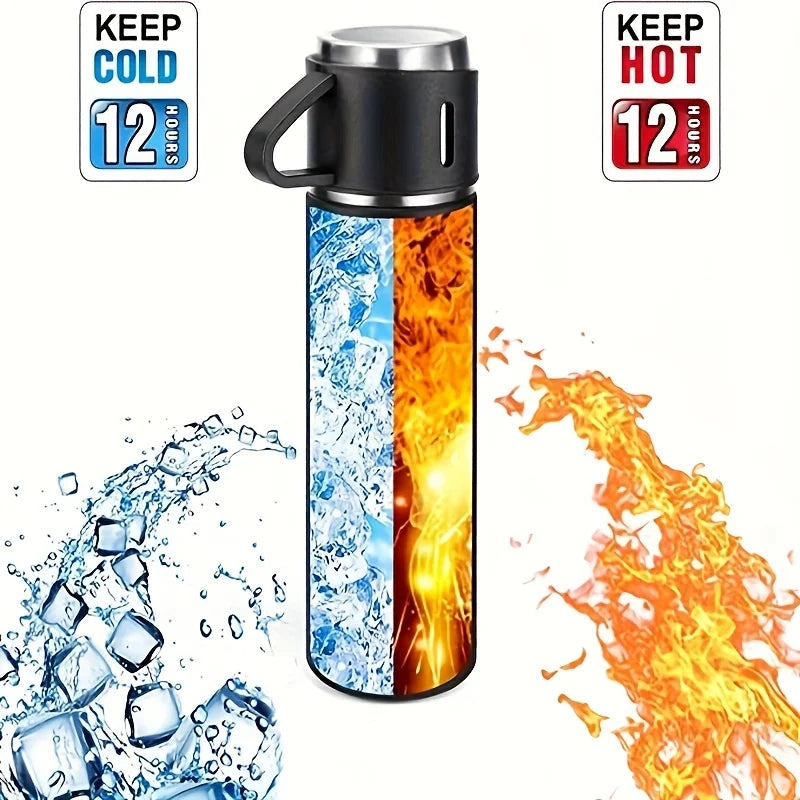 Bouteille Thermos personnalisée avec texte gravé au Laser, 500ml/17oz, avec isolation d'oreille de levage, bouteille d'eau à couvercle élastique en acier inoxydable