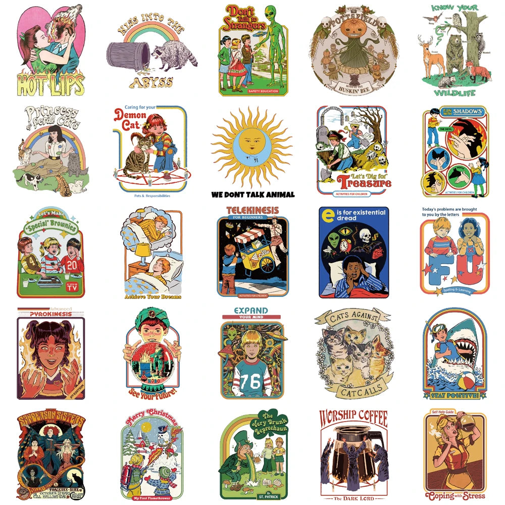 50 Pieces Creative Humorous Retro Decorative Stickers Phone Case DIY Decoration Notebook Water Cup Phone Case Custom Stickers