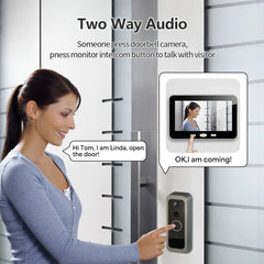 Tuya Smart Life 1080P WiFi vidéo sonnette batterie 100% système d'interphone de porte sans fil PIR caméra extérieure 5 pouces écran de moniteur